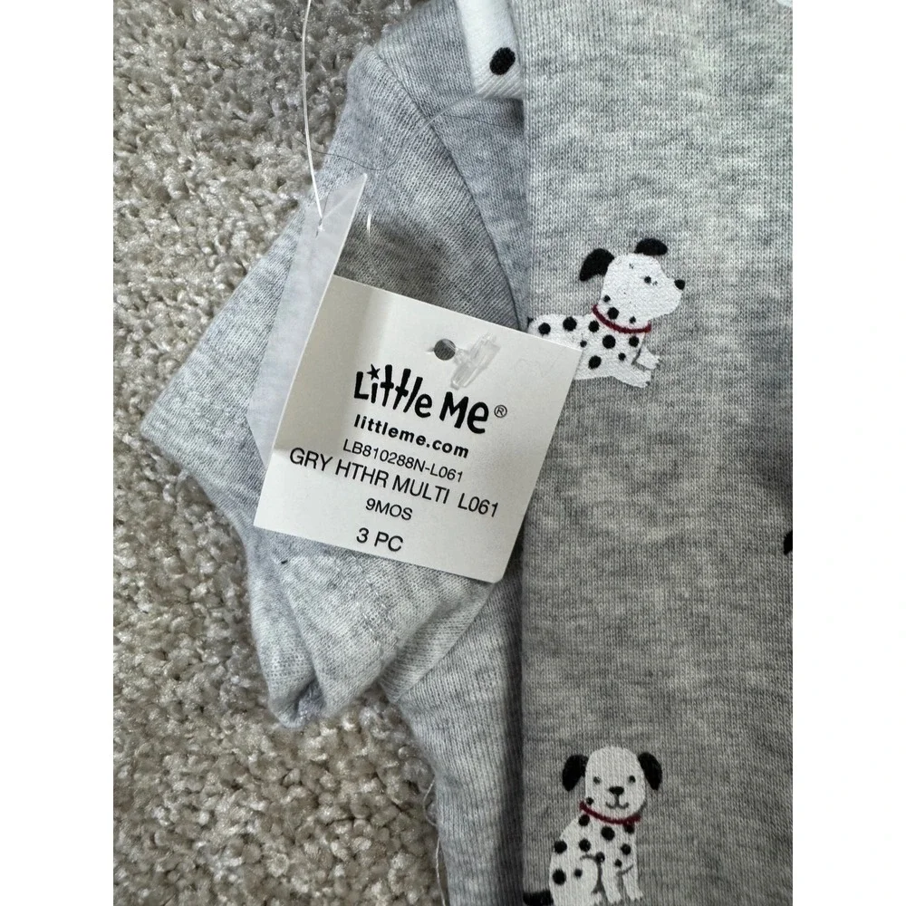 Little Me Baby Boys Dalmatian Dog Bodysuits 3 Pack Gray White 9 Months LB810288N